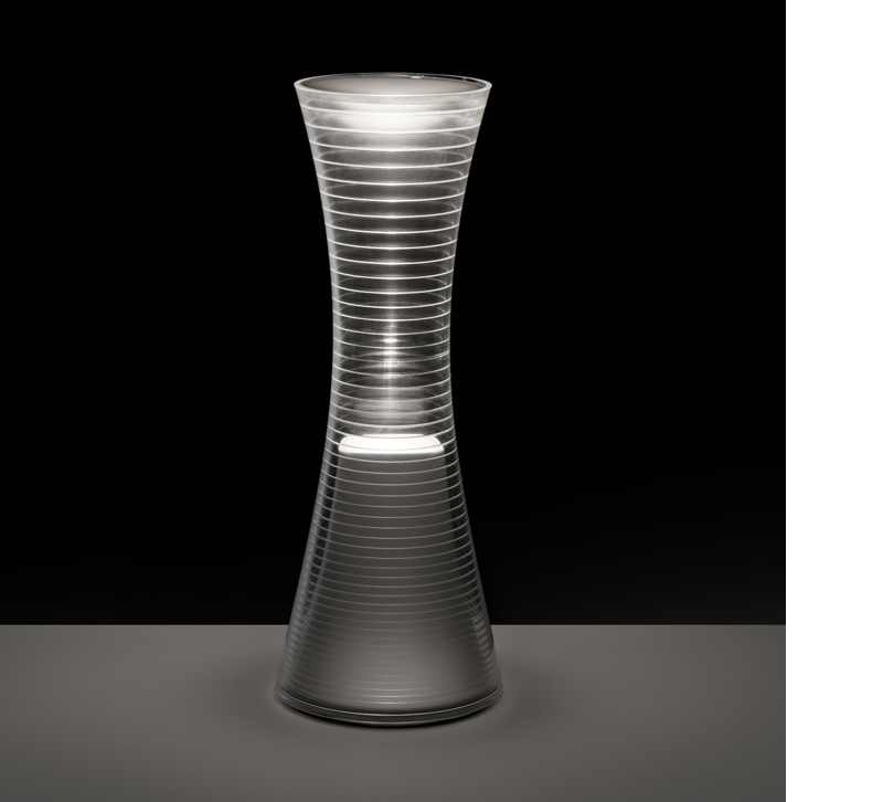 Cylindrical Come together portable LED light in silver and gray from Artemide