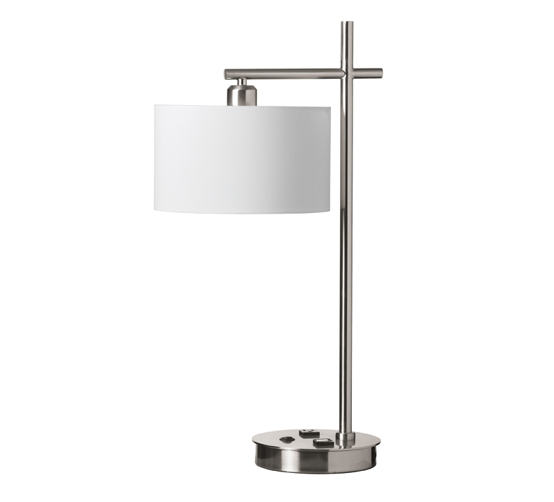 131T-SC incandescent table lamp with a white shade and USB ports from Dainolite