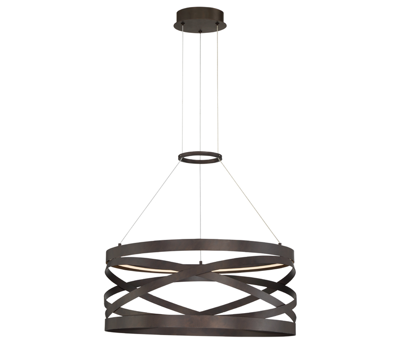 Circular bronze Avita chandelier with an LED diffuser from Eurofase