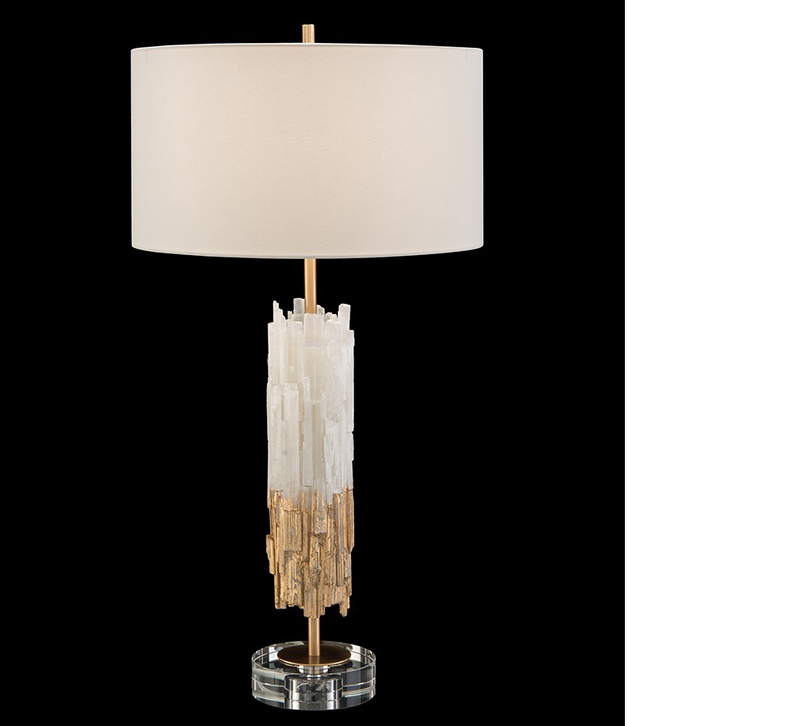 Table lamp from John-Richard made of selenite finished in Gold Leaf