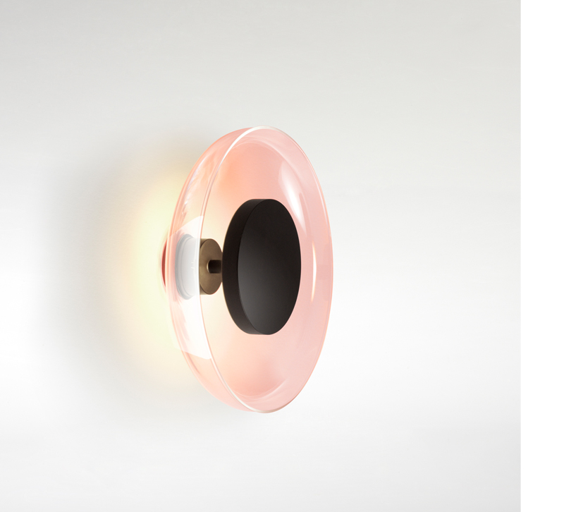 Aura wall light with light pink glass from Marset