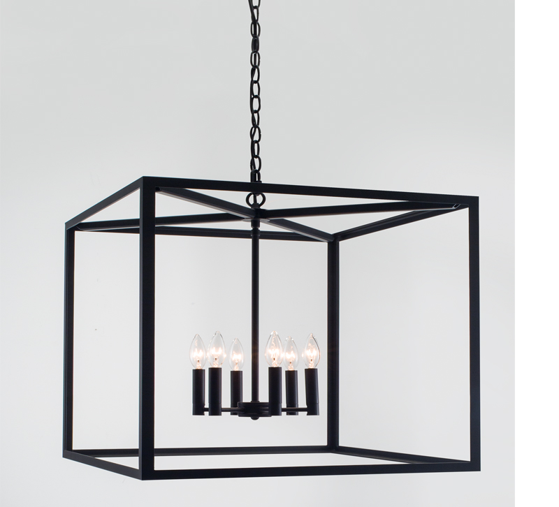 Judith black square cage with six lights from Norwell