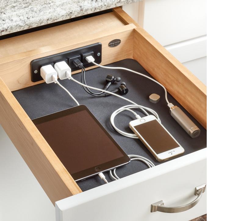 4WCDB charging drawer with outlets and USB ports