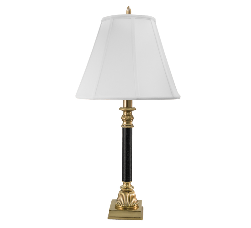 Brass and leather table lamp from Stiffel