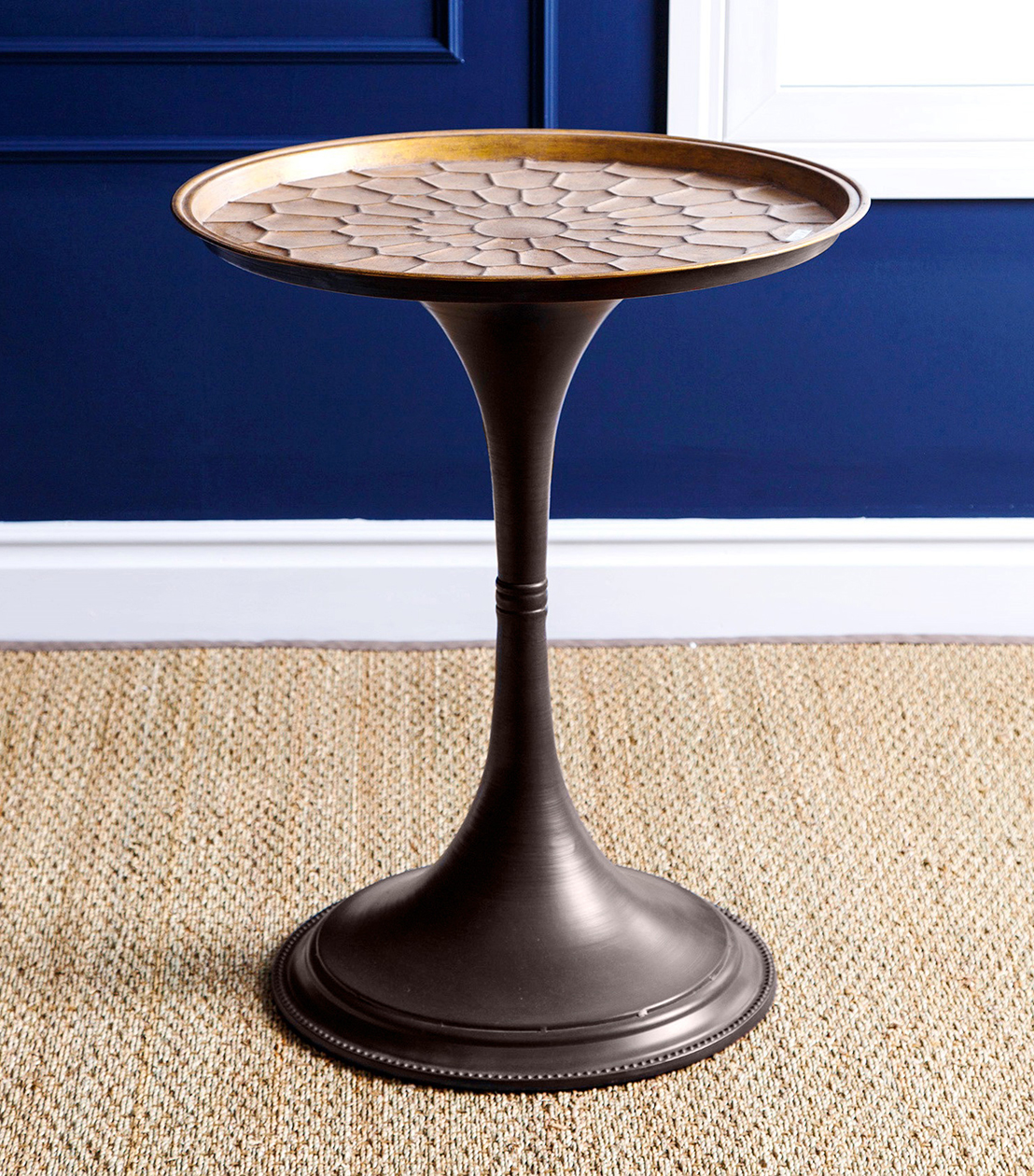 Moroccan gold table with stylized top by Abbyson Living