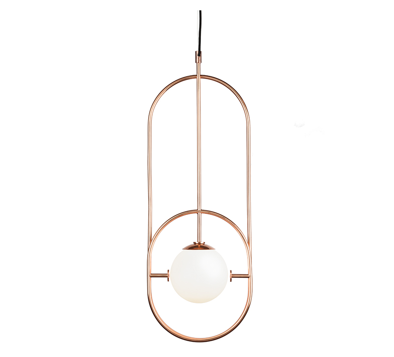 Utu’s Loop I suspension in copper with one glass orb
