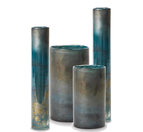 Viterra vases reactive glaze finish green blue
