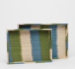 Set of two Emily trays in green, white and blue from Made Goods