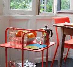 Dining room ideas featuring the red Alfred bar cart from Fermob