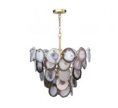 Sabrina Chandelier with five rows of agate crystals lining gold finished round frames from Regina Andrew Design