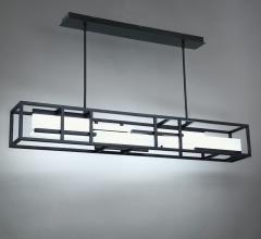Memory Pendant with two cables holding a long, skinny rectangular prism with LED light sources inside from Modern Forms
