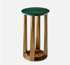 Aston drink table with a green fauz shagreen top and light wood base from Fine Furniture Design