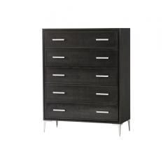 Chloe five-drawer Chest in a Chocolate finish with stainless steel less and nickel hardware from Resource Decor
