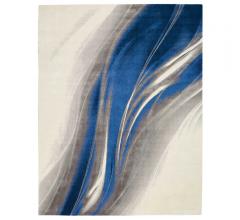 Twilight Gray/Blue Area Rug with a flowing ribbon design across the rug from Nourison