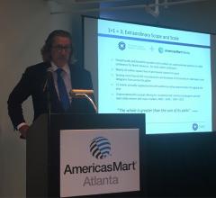 Bob Maricich speaking to press and IMC representatives at AmericasMart Atlanta