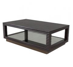Corsica Coffee Table with a brass-finished base and a dark brown finish from Mr. Brown London