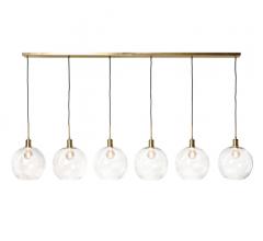 Luca six-light pendant with clear glass orbs and a brass finish from Harp & Finial