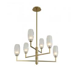 June Six-Light Chandelier in brass with adjustable arms from Kalco Lighting