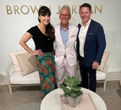 Furniture Lighting & Decor Executive Editor Waynette Goodson with Steve Elton (center) Chief Brand Curator of Brown Jordan, and Ben Collins, Division President of Brown Jordan.