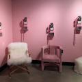 white chair pink phone