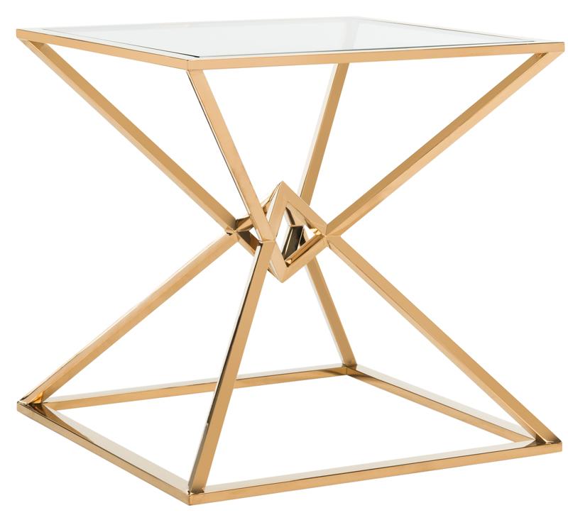 Fiorella Glass End Table with a brass finish from Safavieh Couture 