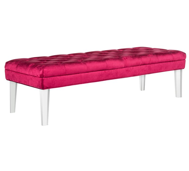 Pink upholstered store bench