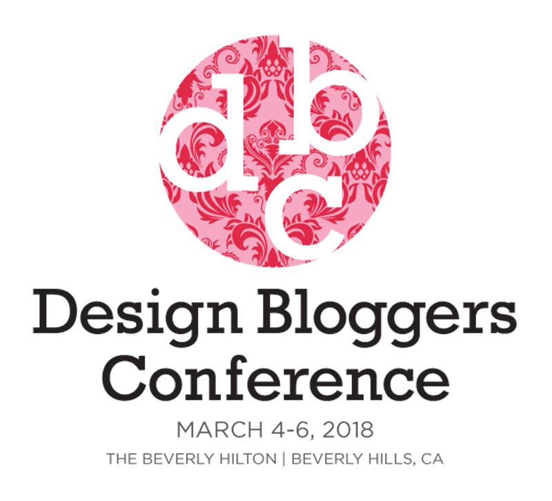 Design Bloggers Conference logo in pink and white