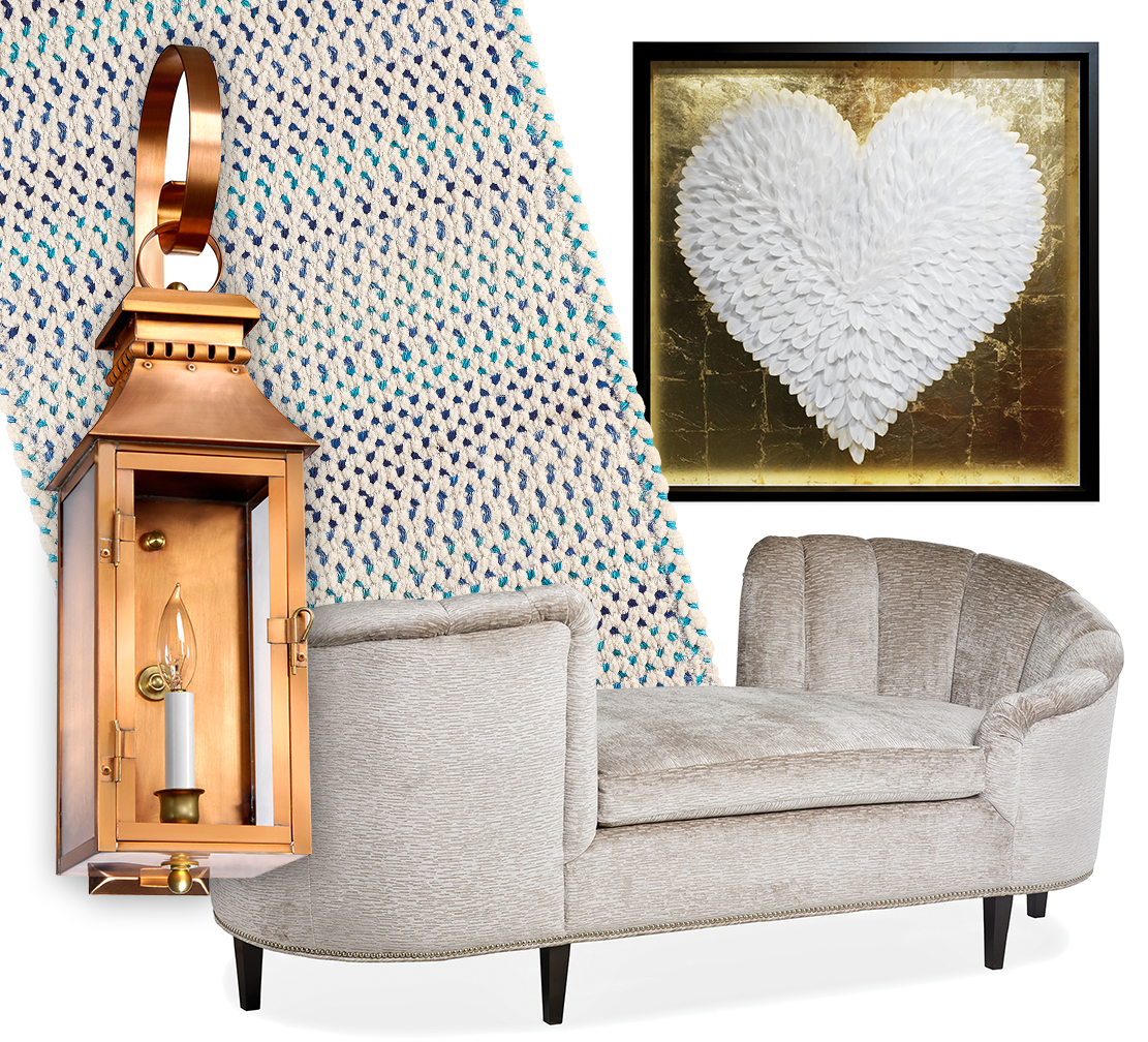 Idea Board collage featuring light, sofa, wall art and rug