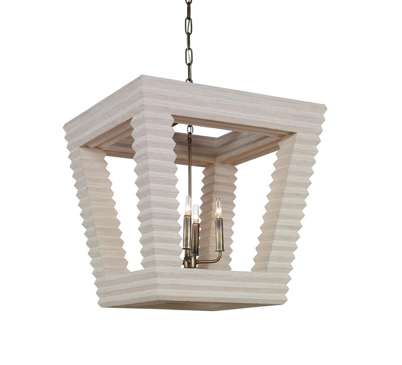 Belmont Tapered Chandelier with a beige, ribbed frame and four lights from Mr. Brown London