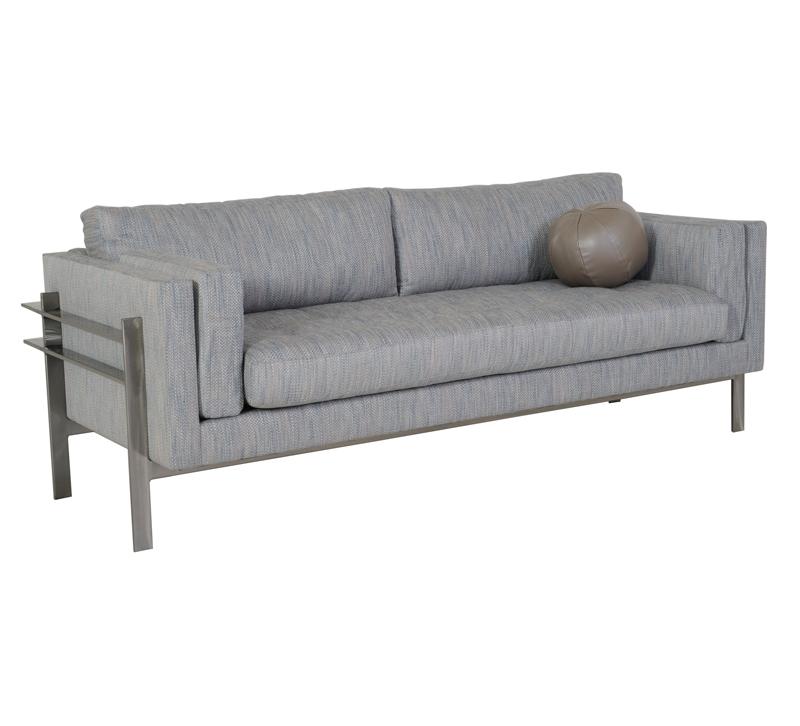 Jana gray sofa with a steel frame finished in chrome by Norwalk Furniture