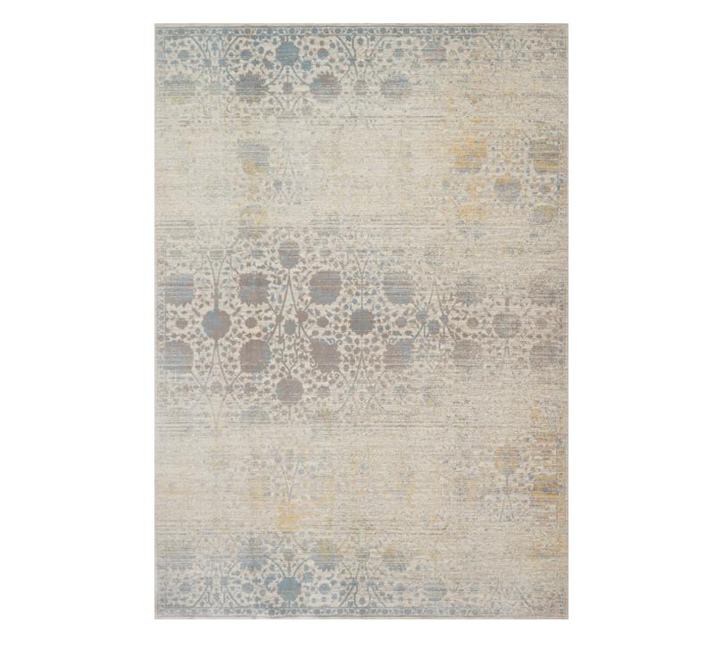 Ella Rose Area Rug with a floral pattern in beige with bits of blue from Loloi Rugs