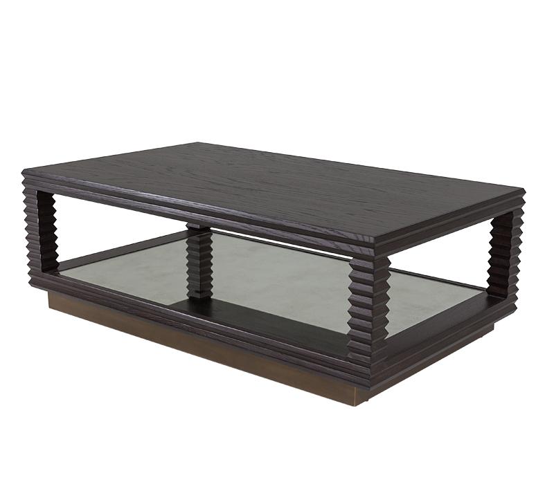 Corsica Coffee Table with a brass-finished base and a dark brown finish from Mr. Brown London