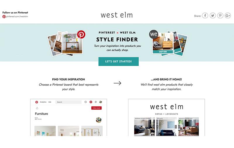 Pinterest X West Elm home page