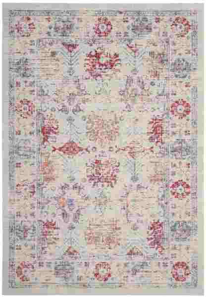 Windsor area rug from Safavieh offers a refreshing new take on a traditional Oushak design. The motif is infused with fuchsia, rust and violet with a distressed patina and close-cut pile adding a soft texture. www.safavieh.com