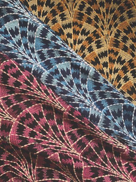The Cougar pattern by Covington is an intricately detailed embroidery inspired by its namesake. Available in three fresh colorways, this unique pattern will bring something special to your home. www.covingtonfabric.com 