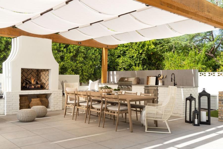 Outdoor kitchen and dining area